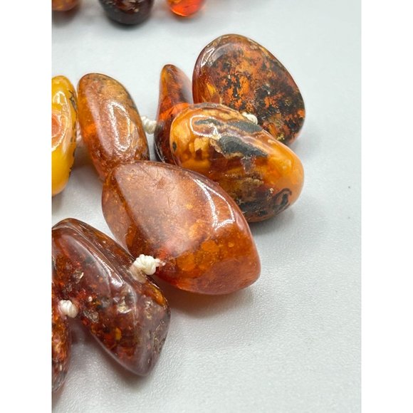 Amber Necklace Hand Knotted and Graduated Necklace Chunky Nuggets 30 inch Long - Picture 4 of 9